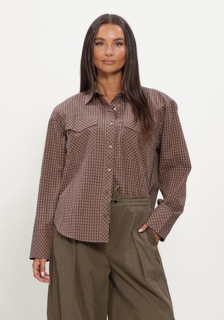 Braune NOTRE-V Blusen NV-ISABE MINI CHECK - large