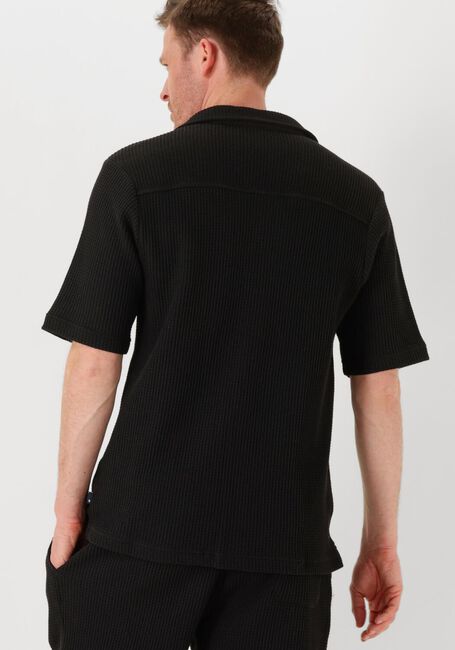Schwarze SHIWI Casual-Oberhemd MEN DEAN WAFFLE STRUCTURE SHORTSLEEVE - large