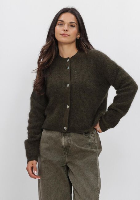 Schwarze SECOND FEMALE Strickjacke ANDREA KNIT RIB LS CARDIGAN - large