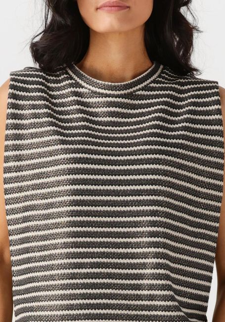 Schwarze SUMMUM T-shirt SLEEVELESS TOP KNITTED STRIPE COATED - large