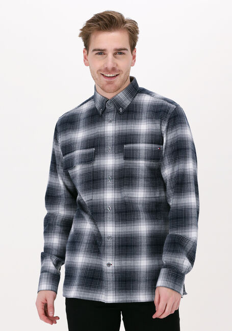 Schwarze TOMMY HILFIGER Casual-Oberhemd SLUB SHADOW CHECK RF SHIRT - large
