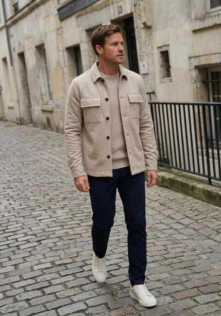 Beige PROFUOMO Overshirt OVERSHIRT CUTAWAY KNITTED - large