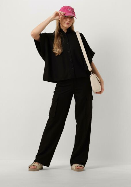 Schwarze ALIX THE LABEL Blusen LADIES WOVEN LINEN OVERSIZED BLOUSE - large