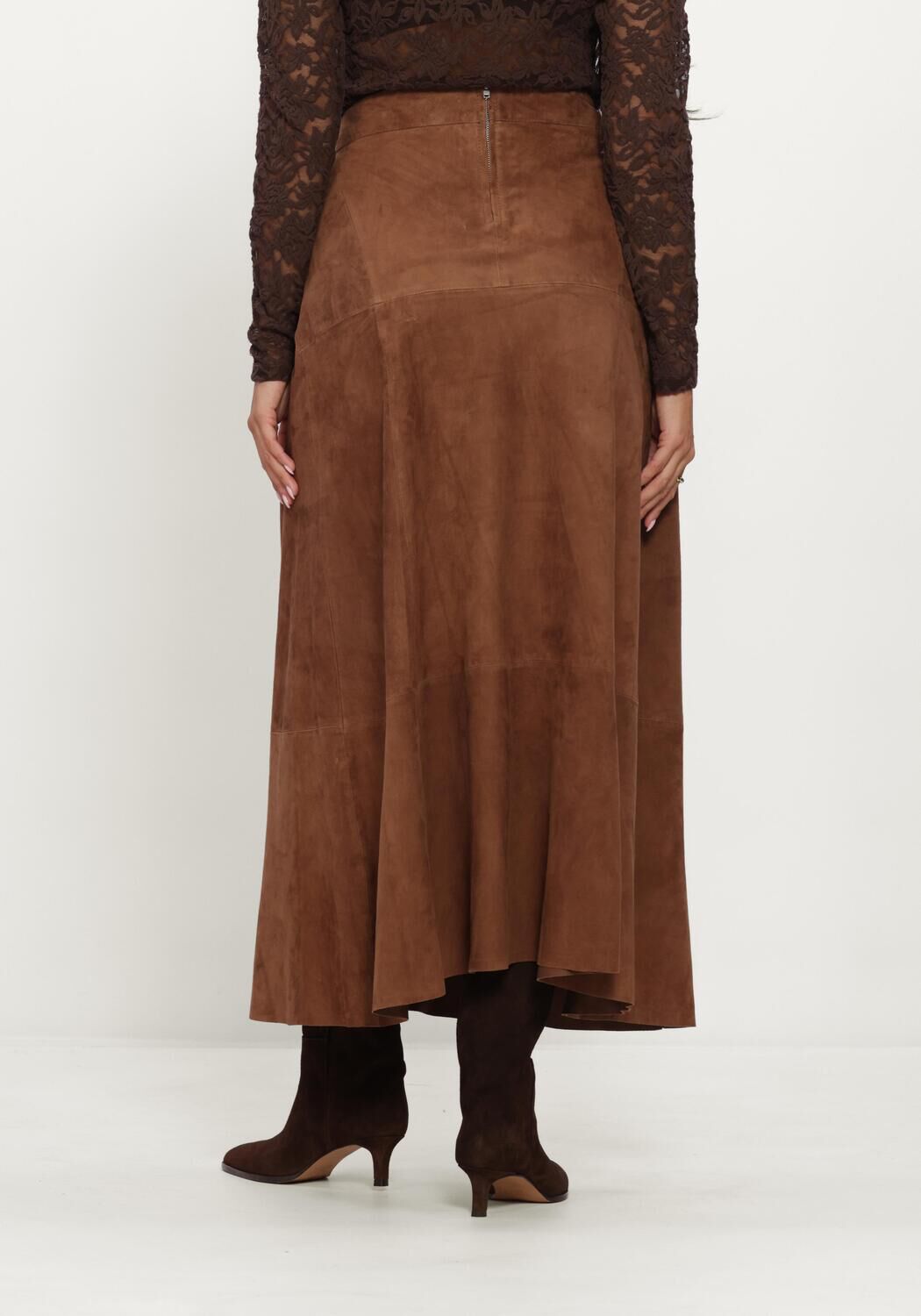 Braune STUDIO AR Maxirock HELENA GOAT SUEDE - large