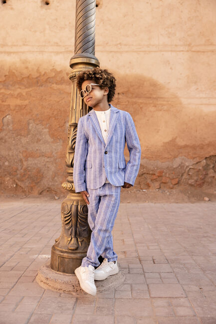 Blaue SCOTCH & SODA Hose STRIPED RELAXED SLIM FIT-LINEN DRESSED PANTS - large
