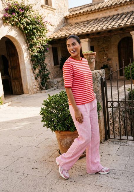 Mehrfarbige/Bunte POM AMSTERDAM T-shirt TSHIRT STRIPE ORANGE PINK - large