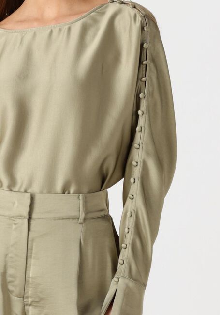 Khaki DANTE6 Blusen ROCCO SATIN BUTTON DETAIL TOP - large