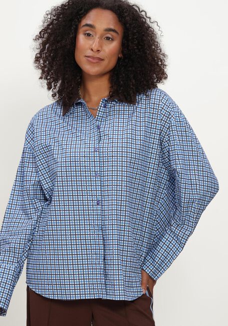 Blaue POM AMSTERDAM Blusen BEAU CHECK SAPPHIRE BLUE - large