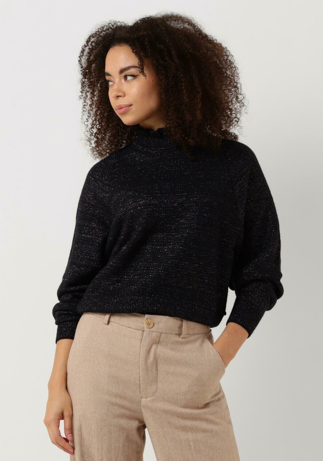 braune scotch soda pullover ruffled high neck lurex pullover