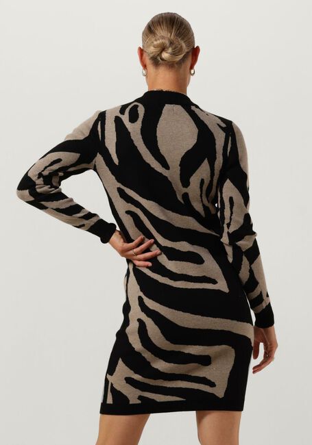 Schwarze OBJECT Minikleid OBJRAY L/S KNIT DRESS AOP - large