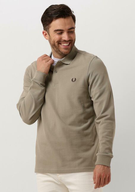 Olive FRED PERRY Polo-Shirt LONG SLEEVE PLAIN FRED PERRY SHIRT - large