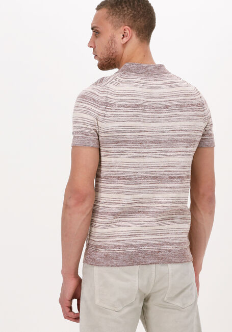 Sand CAST IRON Polo-Shirt SHORT SLEEVE POLO COTTON SLUB STRIPE KNITTED POLO - large