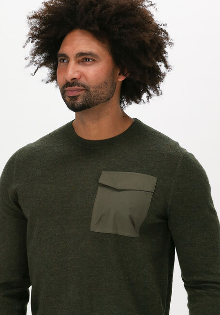 Olive NATIONAL GEOGRAPHIC Pullover KNITTED CREW - large