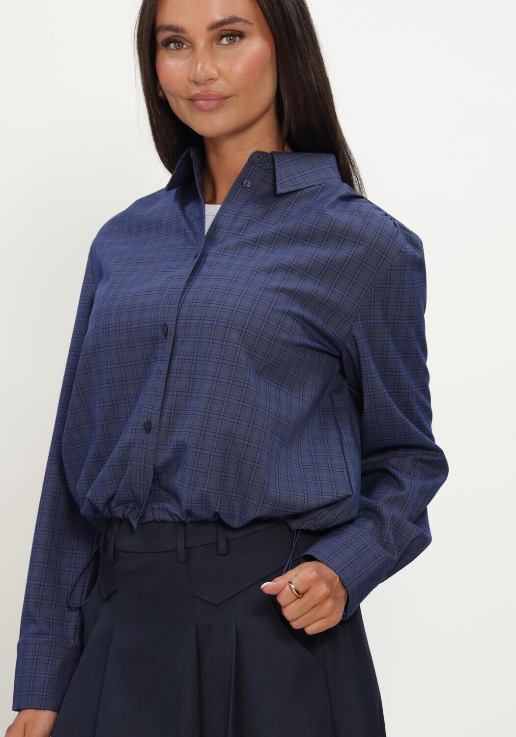 Blaue CO'COUTURE Blusen DAXTERCC CHECK PLEAT SHIRT - large