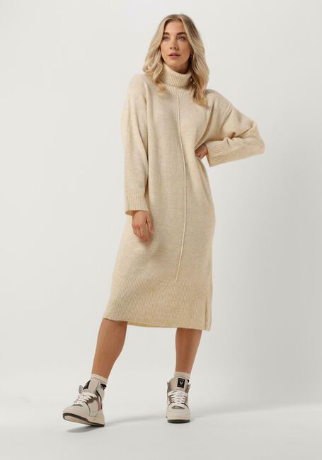 Beige OBJECT Midikleid ABBIE L/S KNIT DRESS - large