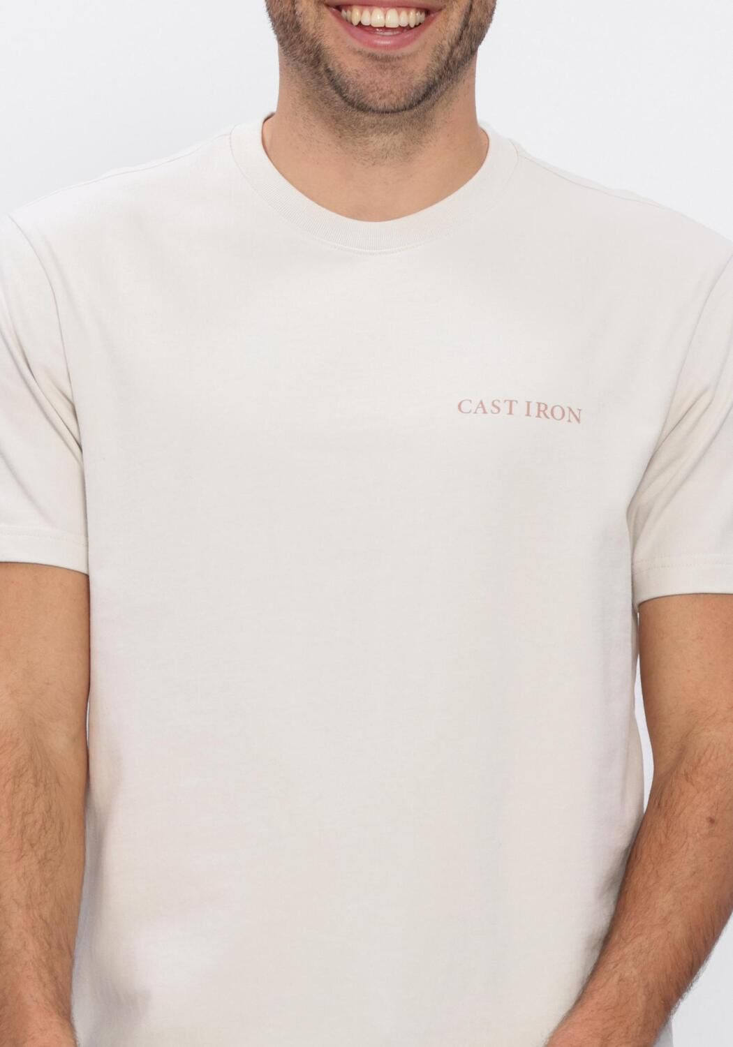 Beige CAST IRON T-shirt RELAXED FIT PEACHED JERSEY - large