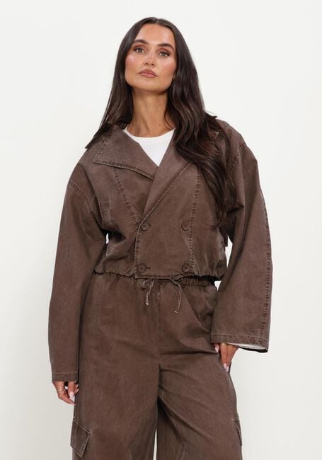 Braune REFINED DEPARTMENT Jeansjacke LADIES WOVEN WASHED BOMBER TRENCHCOAT JOLANDA - large