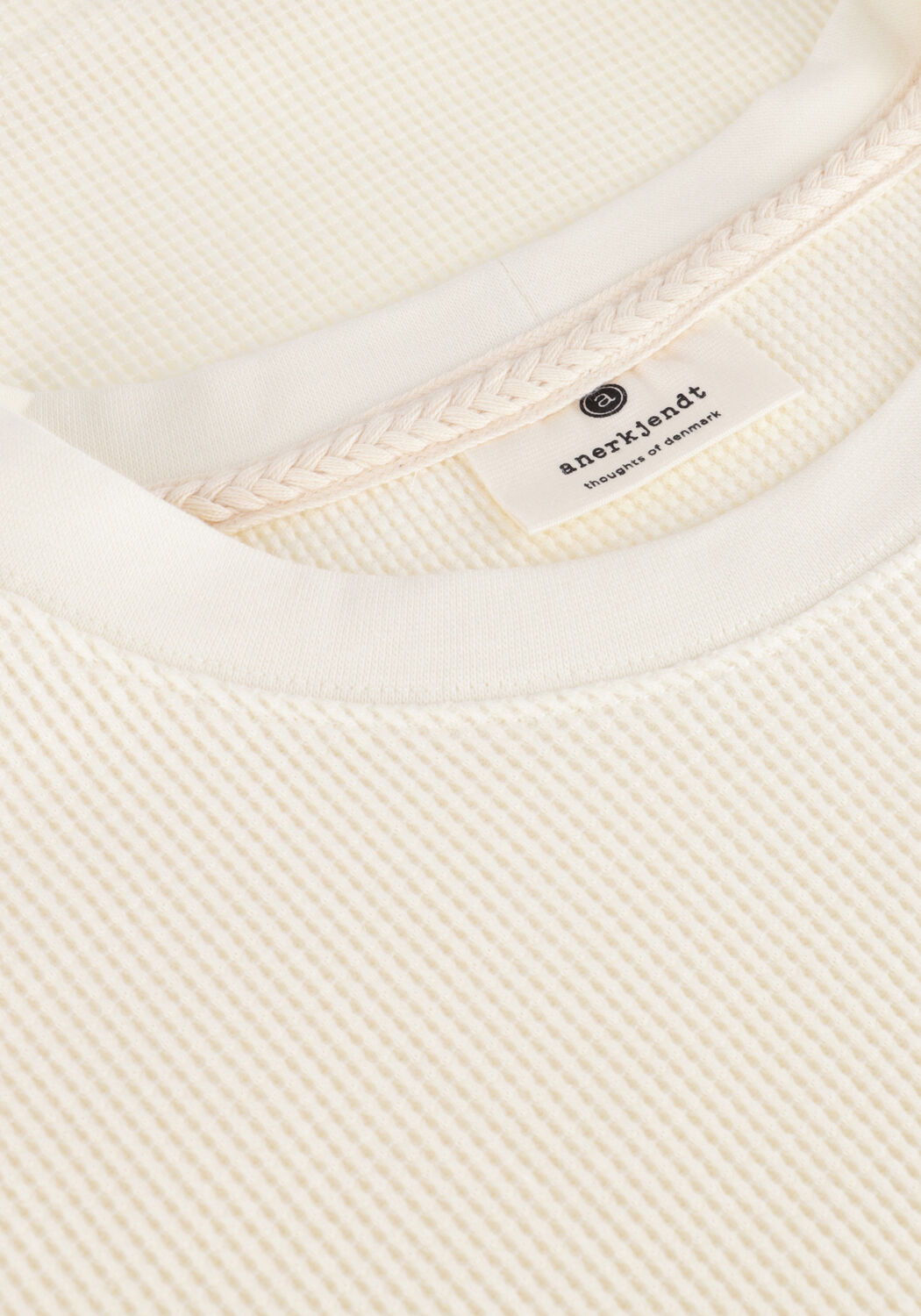 Ecru ANERKJENDT T-shirt AKKIKI S/S WAFFLE TEE - large