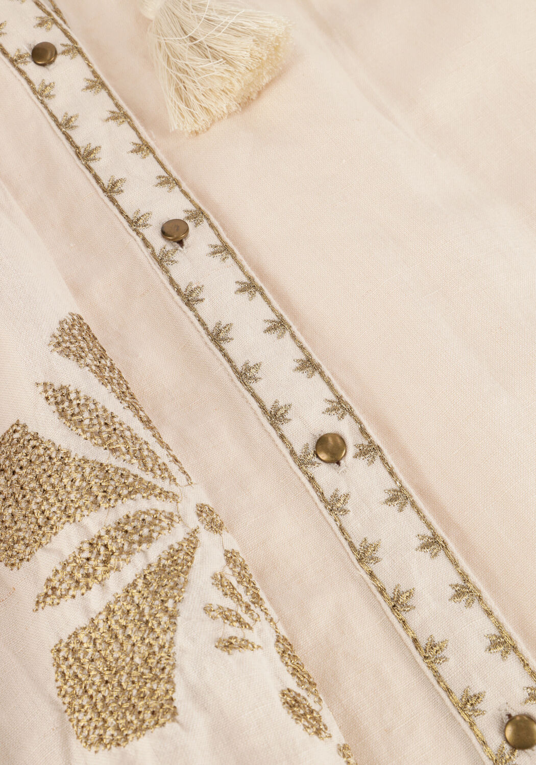 Sand SUMMUM Maxikleid LONG DRESS LINEN HEAVY EMBROIDERY - large