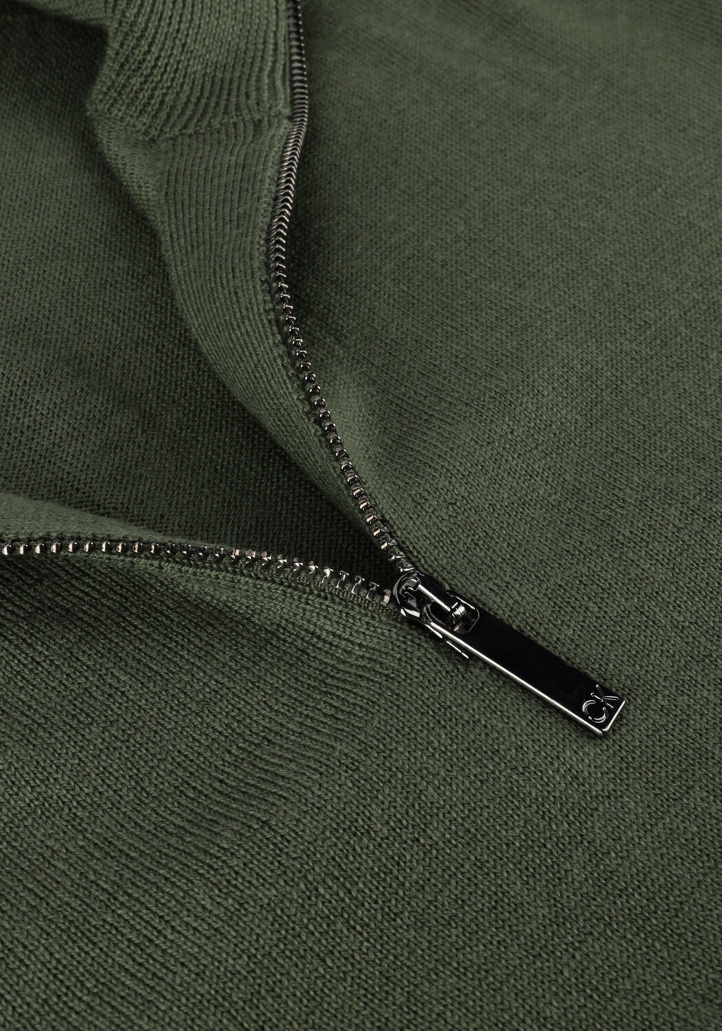 Dunkelgr&uuml;n CALVIN KLEIN Pullover MERINO QUARTER ZIP - large