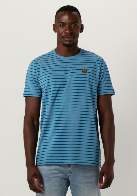 Blaue PME LEGEND T-shirt SHORT SLEEVE R-NECK YD MELANGE STRIPED JERSEY - large
