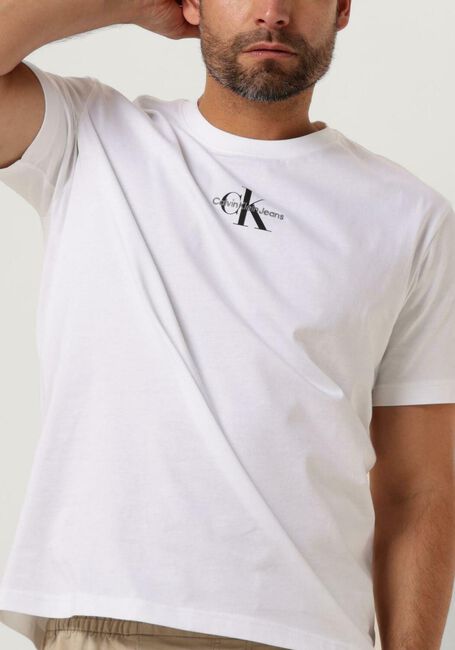 Weiße CALVIN KLEIN T-shirt MONOLOGO REGULAR TEE - large