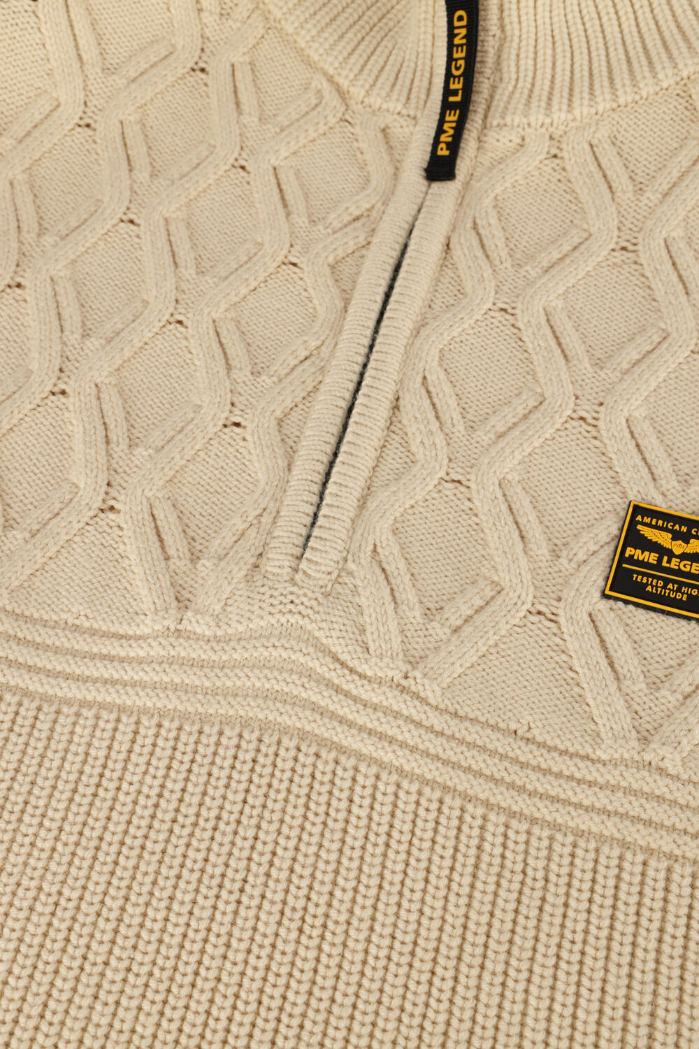 Beige PME LEGEND Pullover & Cardigans HALF ZIP COLLAR COTTON MIX YARN - large