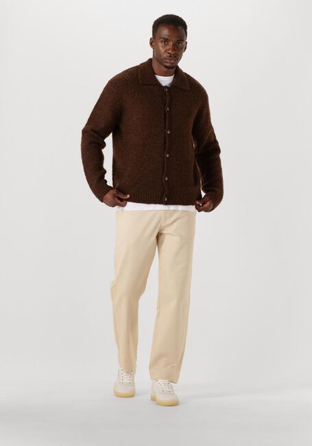 Braune SELECTED MEN Pullover SLHLOYD LS KNIT BOUCLE POLO - large