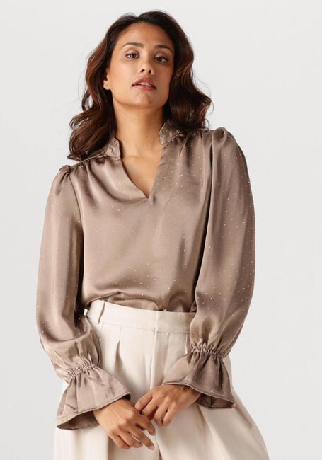 Taupe NEO NOIR Blusen AMARA HEAVY SATIN BEDAZ BLOUSE - large