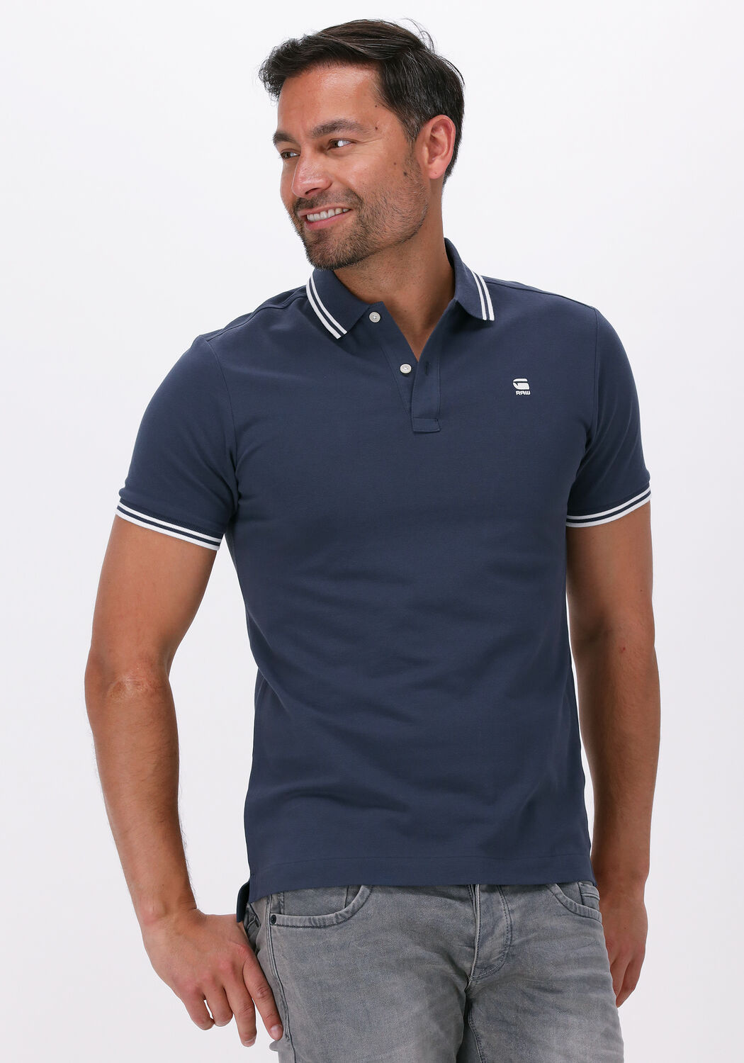 Blaue G STAR RAW Polo Shirt DUNDA SLIM STRIPE POLO S S Omoda