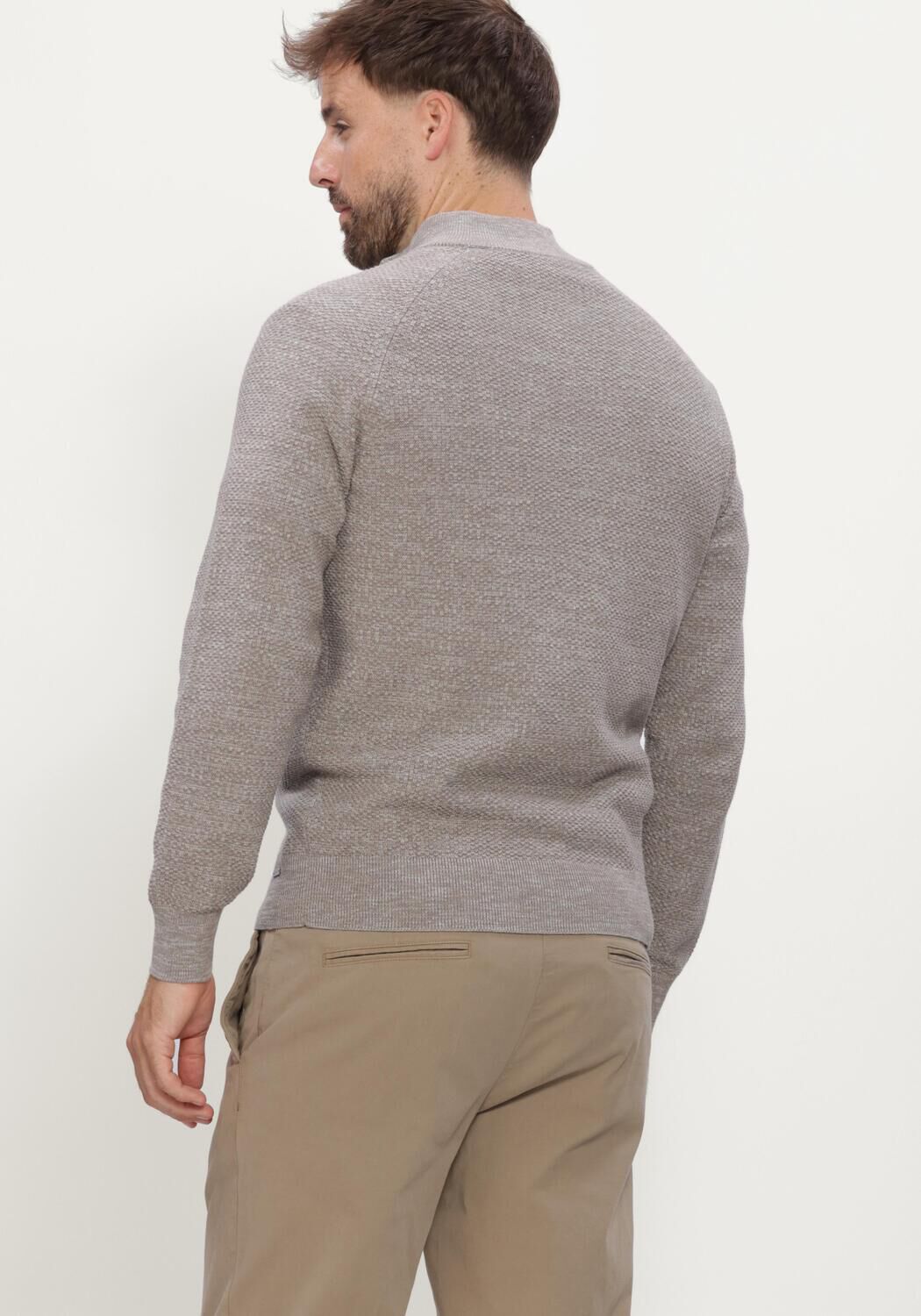 Taupe GENTILUOMO Pullover TURTLE ZIP LS - large