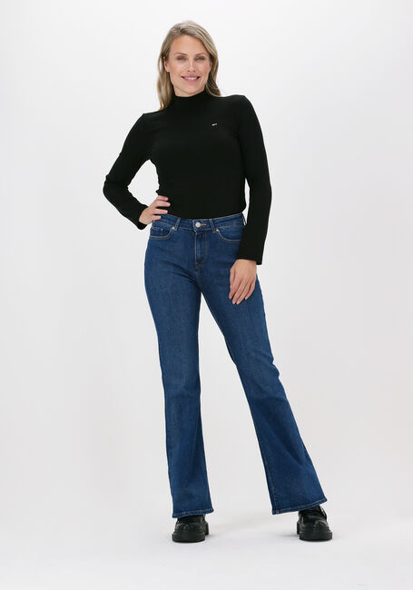 Schwarze TOMMY JEANS T-shirt TJW RIB MOCK NECK LONGSLEEVE - large