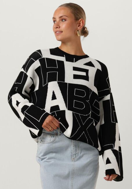Schwarze ALIX THE LABEL Pullover BLACK WHITE PULLOVER - large