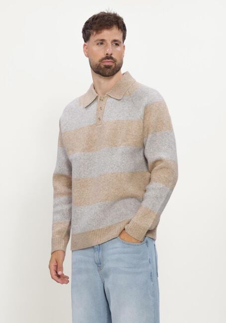 Beige LES DEUX Pullover STRIPED MELANGE KNITTED POLO - large