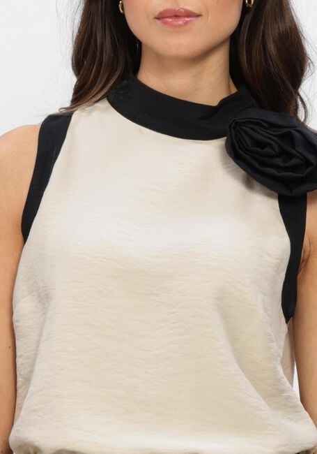 Creme JANSEN AMSTERDAM Top PAISLEY TOP CB 308 COLOR BLOCK SLEEVELESS FLOWER DETAIL - large