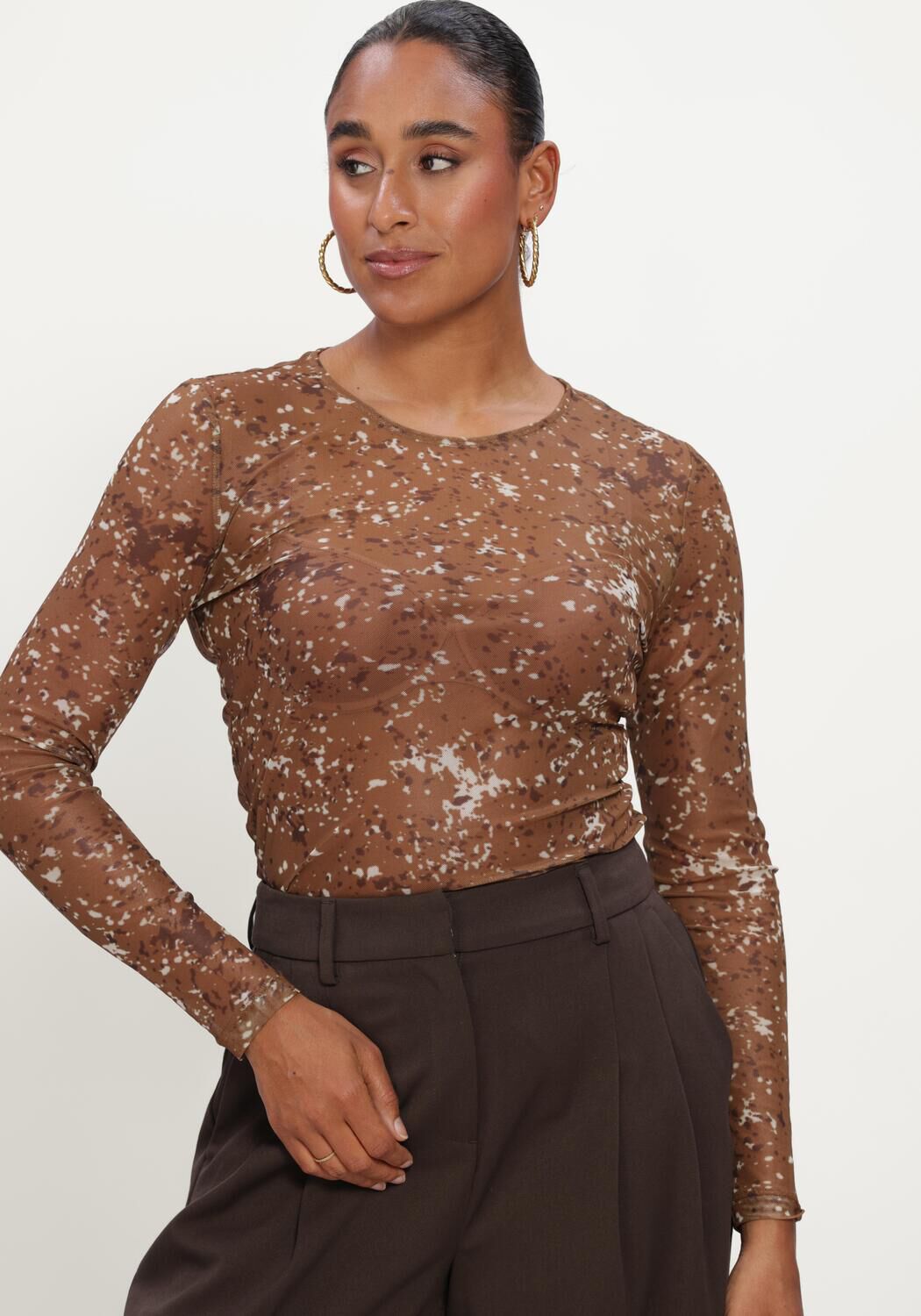 Braune MSCH COPENHAGEN Top MSCHJANIE ILLENORA TOP AOP - large