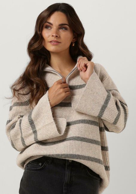 Sand NEO NOIR Pullover NEVENA STRIPE KNIT BLOUSE - large