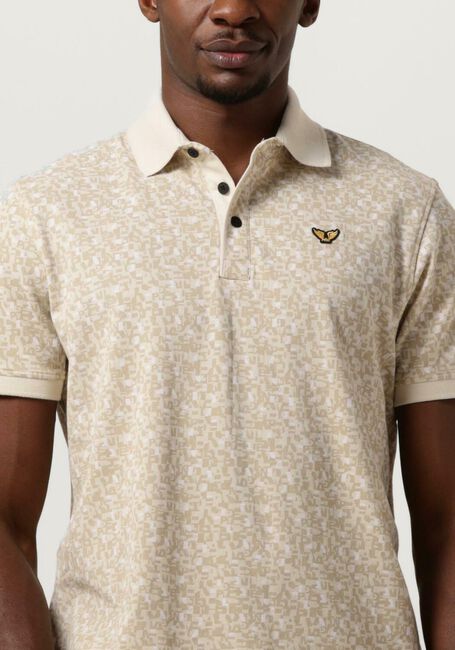 Beige PME LEGEND Polo-Shirt SHORT SLEEVE POLO FINE PIQUE ALL OVER PRINT - large