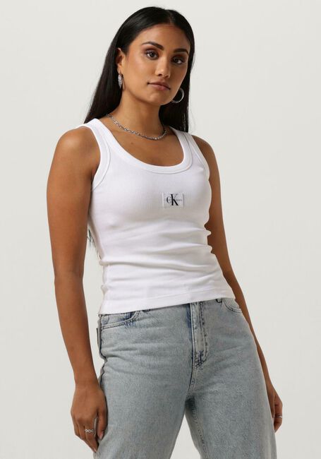 Weiße CALVIN KLEIN Top WOVEN LABEL RIB TANK TOP - large