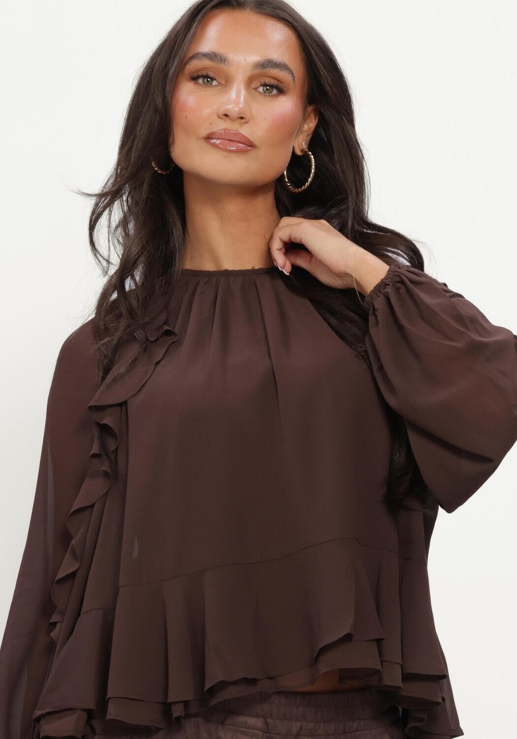 Braune Y.A.S. Blusen YASMILVA LS TOP - large