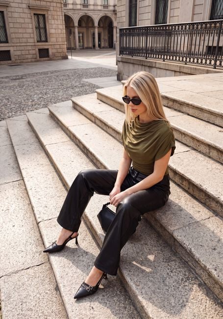 Olive Y.A.S. Top YASDRALA CAPE TOP - large