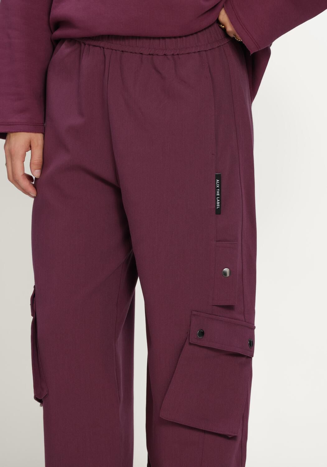 Bordeaux ALIX THE LABEL Cargohosen LADIES WOVEN CARGO PANTS - large