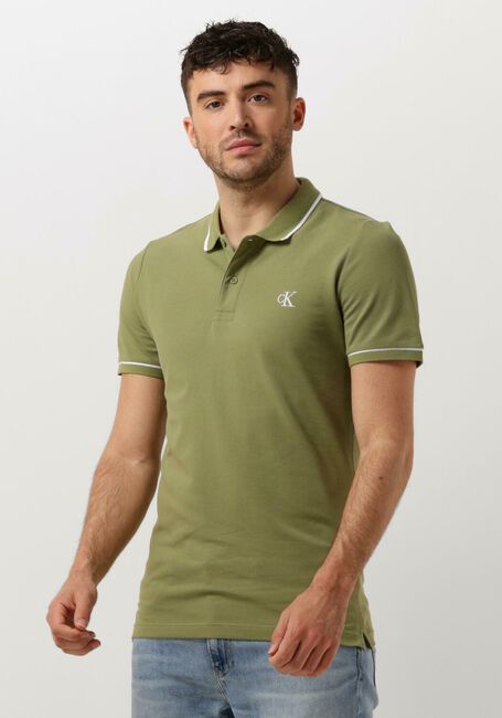 Grüne CALVIN KLEIN Polo-Shirt TIPPING SLIM POLO - large