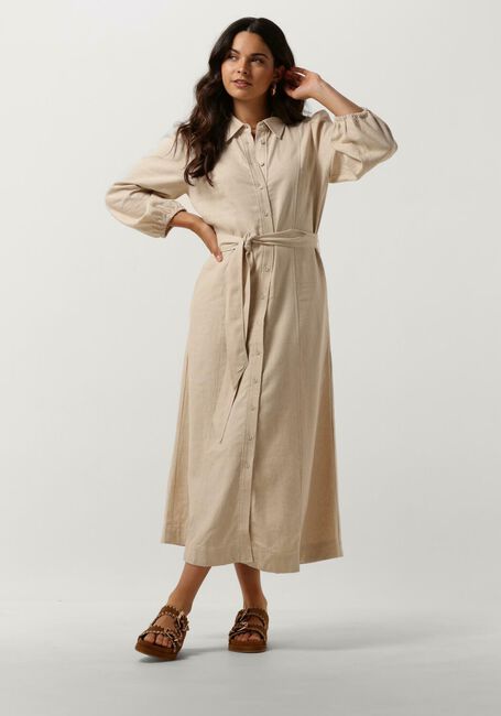 Beige Y.A.S. Midikleid YASFLAXY 3/4 LINEN SHIRT DRESS - large