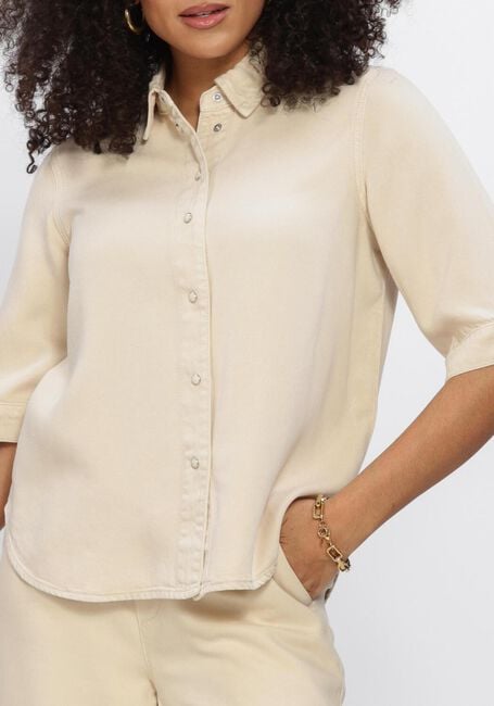 Beige OBJECT Blusen OBJFRAME 2/4 RE DENIM TOP - large