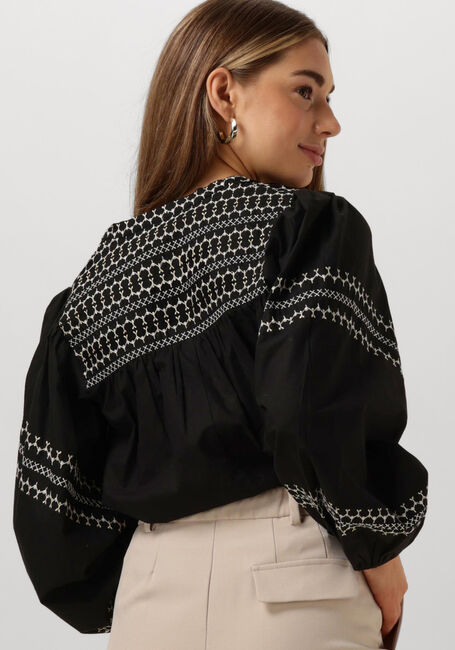 Schwarze SUMMUM Top TOP EMBROIDERED COTTON POPLIN - large