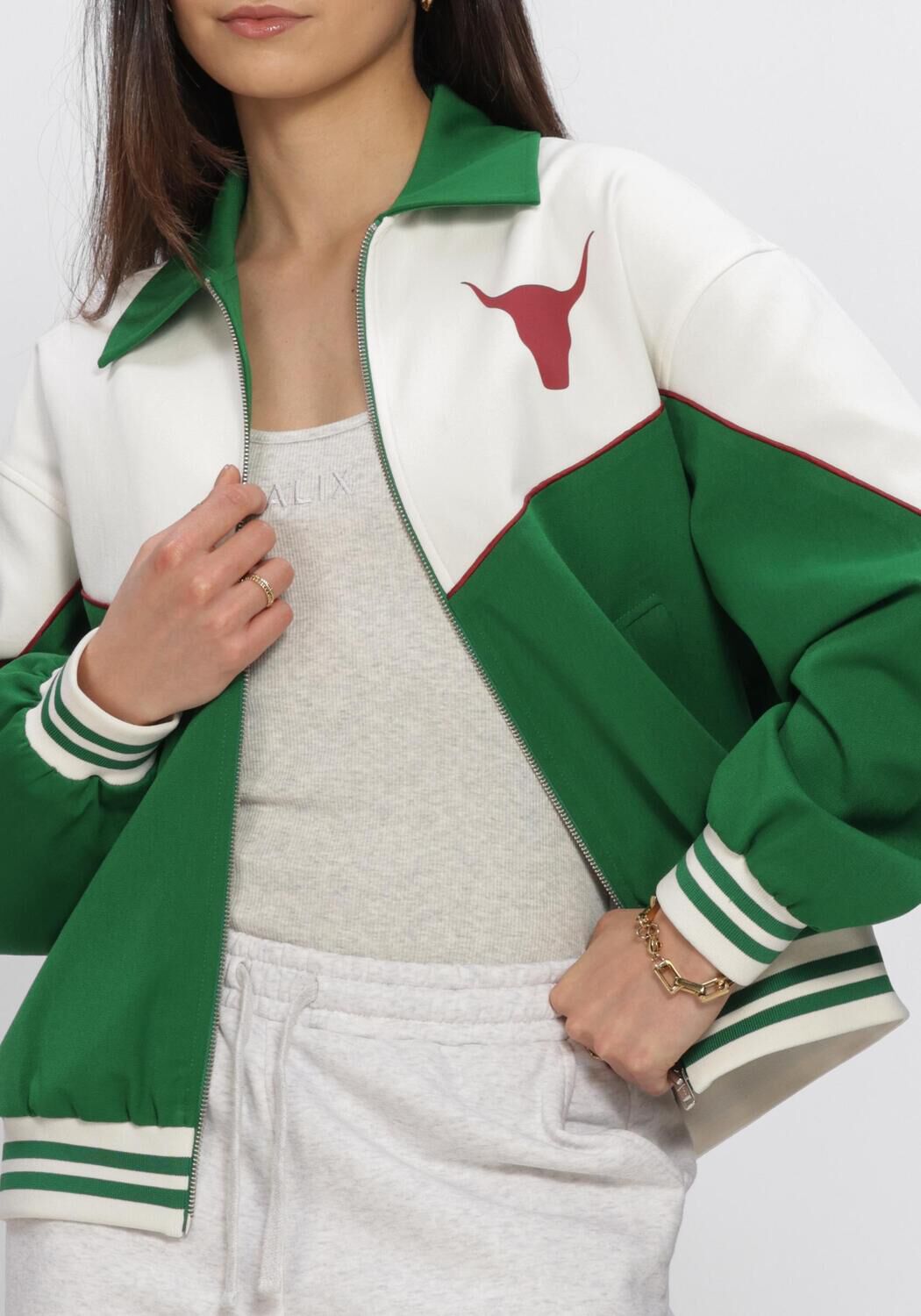 Gr&uuml;ne ALIX THE LABEL Jack LADIES WOVEN COLOURBLOCKING BOMBER - large