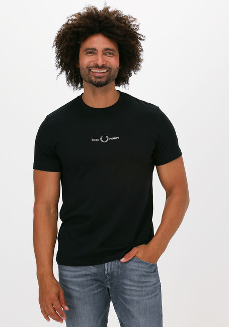 Schwarze FRED PERRY T-shirt EMBROIDERED T-SHIRT - large