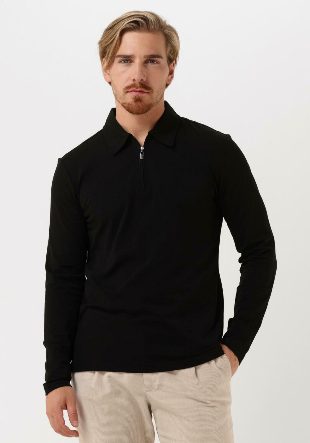 Schwarze TIGER OF SWEDEN Polo Shirt LARON LS Omoda