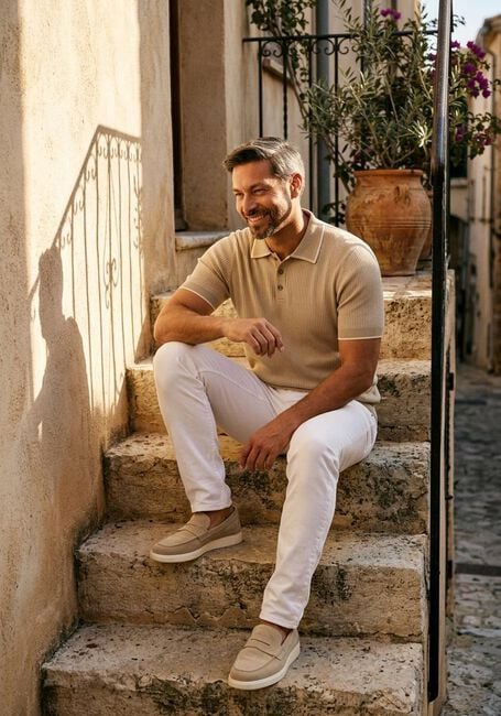 Beige PROFUOMO Polo-Shirt POLO SS COTTON SILK - large